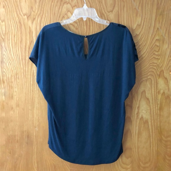 Desigual top, navy with black velvet detail, S - Picture 6 of 10